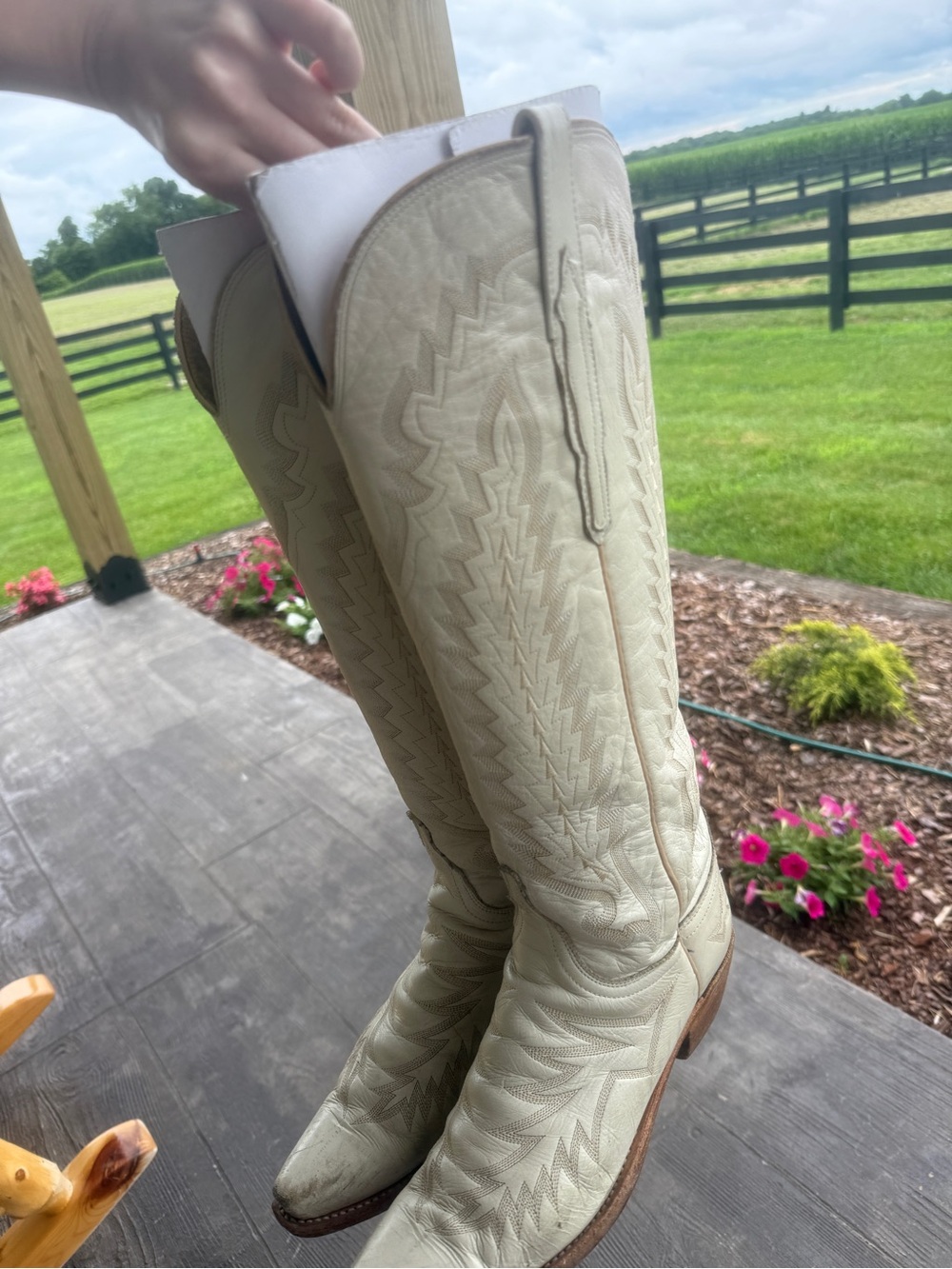 Lucchese Priscilla cowboy boot size 9 glitz cream - Picture 5 of 10